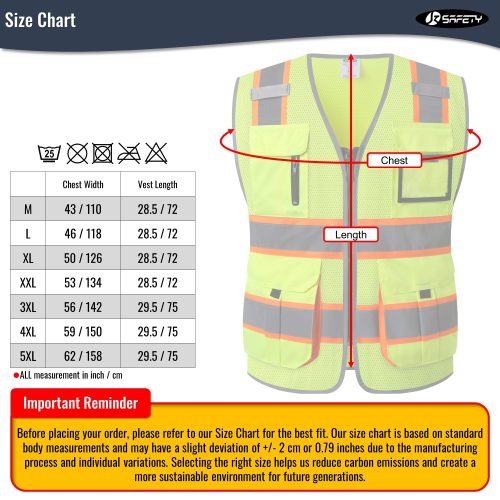 JK140HVReflectiveSafetyVestRetractableIDPocketmanypocketsYellowcoloroshacompliantforworkppeformenandwomen 5