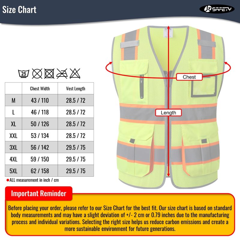 JK140HVReflectiveSafetyVestRetractableIDPocketmanypocketsYellowcoloroshacompliantforworkppeformenandwomen 5