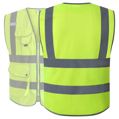 jksafety9pockets150neonyellowhivissafetyapparelreflectivevestformanmenwomanwomenworkersansioshaiseacertifiedstandard 2