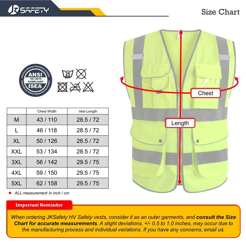 jksafety9pockets150neonyellowhivissafetyapparelreflectivevestformanmenwomanwomenworkersansioshaiseacertifiedstandard 5