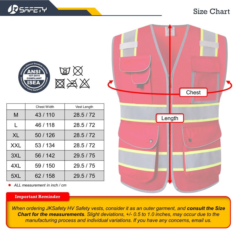 jksafety9pocketshi visreflectivesafetyvestmeshneonredanisoshacomplianceformenandwomen 5