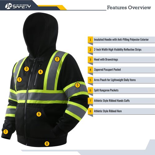 jksafetyhi visreflectivesafetyhoodiesafetysweaterblackcolorformenwomenworksafetyutility 5