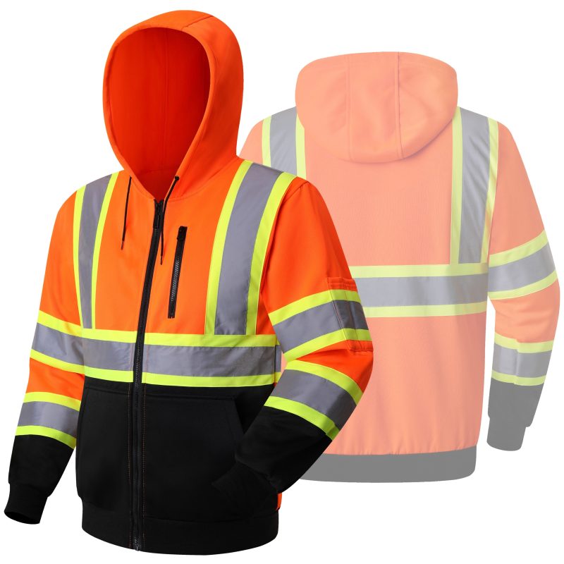 jksafetyhi visreflectivesafetyhoodiesafetysweaterorangeandblackbottomcolorformenwomenworksafetyutility 4