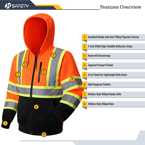 jksafetyhi visreflectivesafetyhoodiesafetysweaterorangeandblackbottomcolorformenwomenworksafetyutility 5