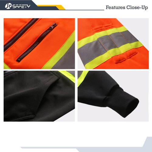 jksafetyhi visreflectivesafetyhoodiesafetysweaterorangeandblackbottomcolorformenwomenworksafetyutility 6