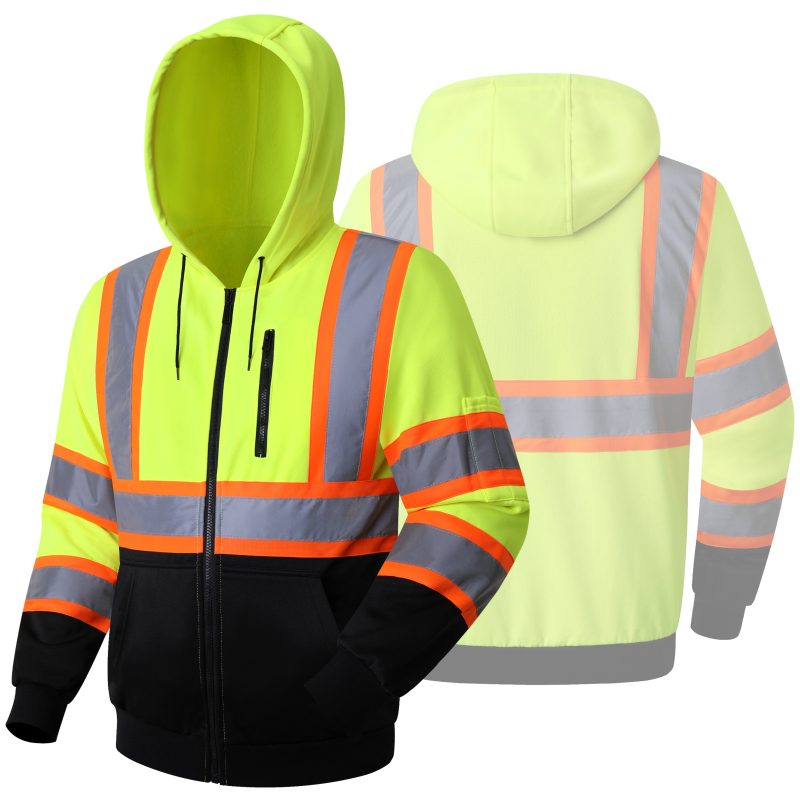 jksafetyhi visreflectivesafetyhoodiesafetysweateryellowandblackbottomcolorformenwomenworksafetyutility 5