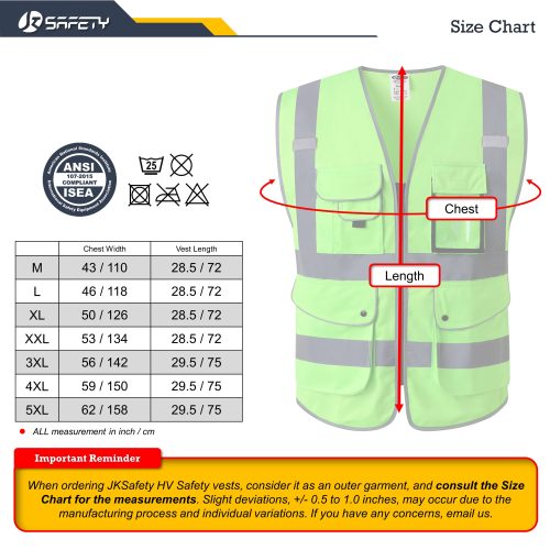 jksafetyhivisneongreenfluorescencesafetyvestformenforwomenppeforconstructionforworkansioshacompliant 5