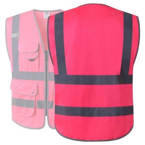 jksafetyhivisneonpinkfluorescencesafetyvestformenforwomenppeforconstructionforworkansioshacompliant 2