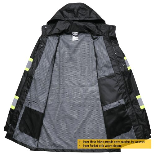 jksafetyhivisrainjacketrainsuiteformenwomenworkutilityoshacompliantblack 3