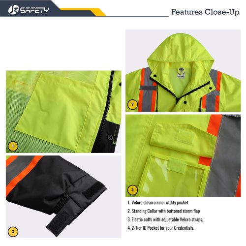 jksafetyhivisrainjacketrainsuiteformenwomenworkutilityoshacompliantyellow 5