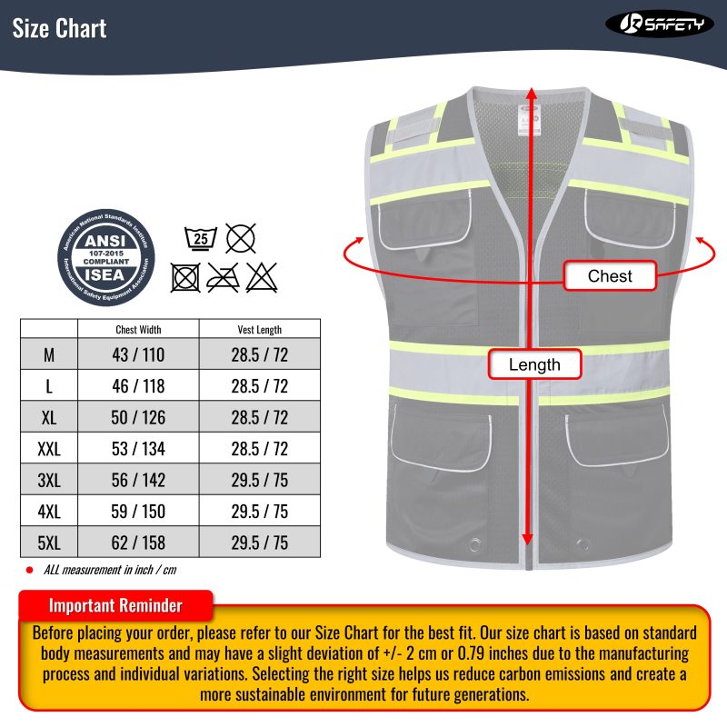 jksafetyhivisreflectivesafetyvestmeshfabricoshacompliantworkutiltiyformenwomenblack 5