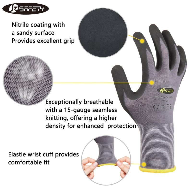 jksafetyutilitysafetyworkglovesformenwomenworkerstouchscreengoodgrippingsandymicrofoamnitrilelongcuffhandprotectionutilitygloves 2