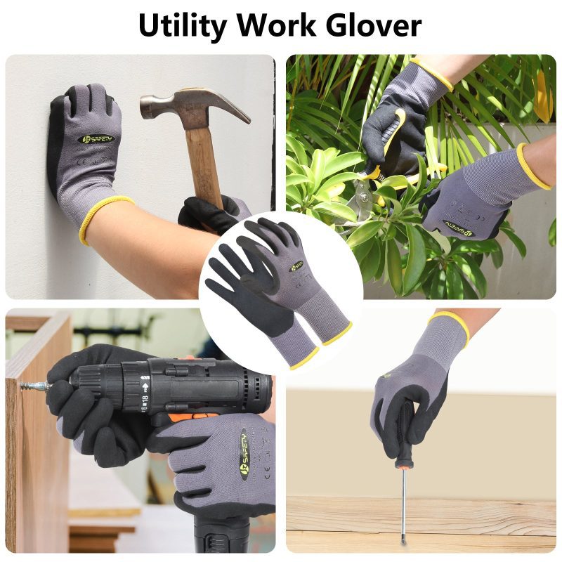 jksafetyutilitysafetyworkglovesformenwomenworkerstouchscreengoodgrippingsandymicrofoamnitrilelongcuffhandprotectionutilitygloves 6