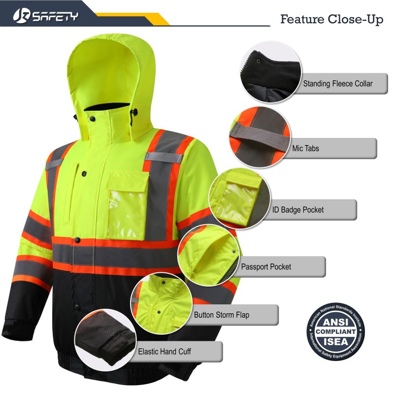 jksafetywinterbomberjacketwarmwaterrepellentinnerpocketyellowblackcolor 5