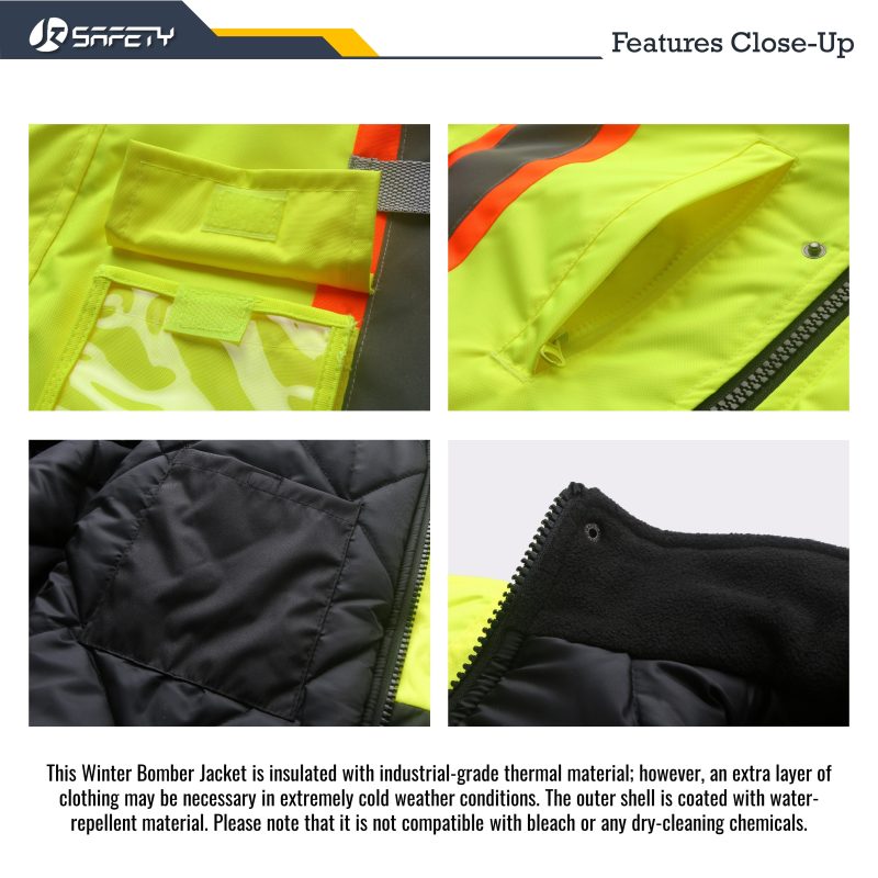 jksafetywinterbomberjacketwarmwaterrepellentinnerpocketyellowblackcolor 6